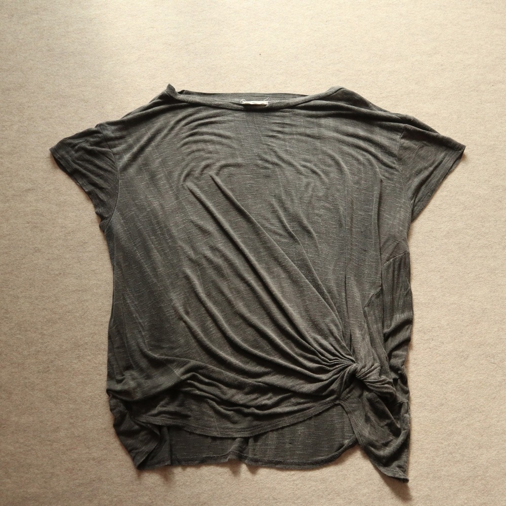 Hummingbird Top 1XL‎ Casual Modern Side Knot Slub Knit Charcoal Grey Tee